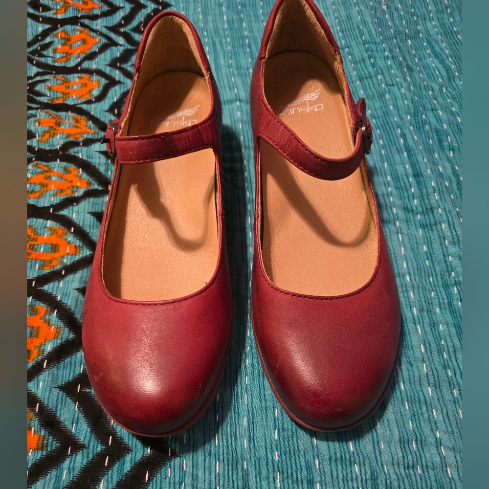 Dansko Burgundy Loralie Hidden Wedge Mary Jane Flats